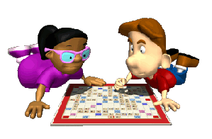 2 kids playing board game